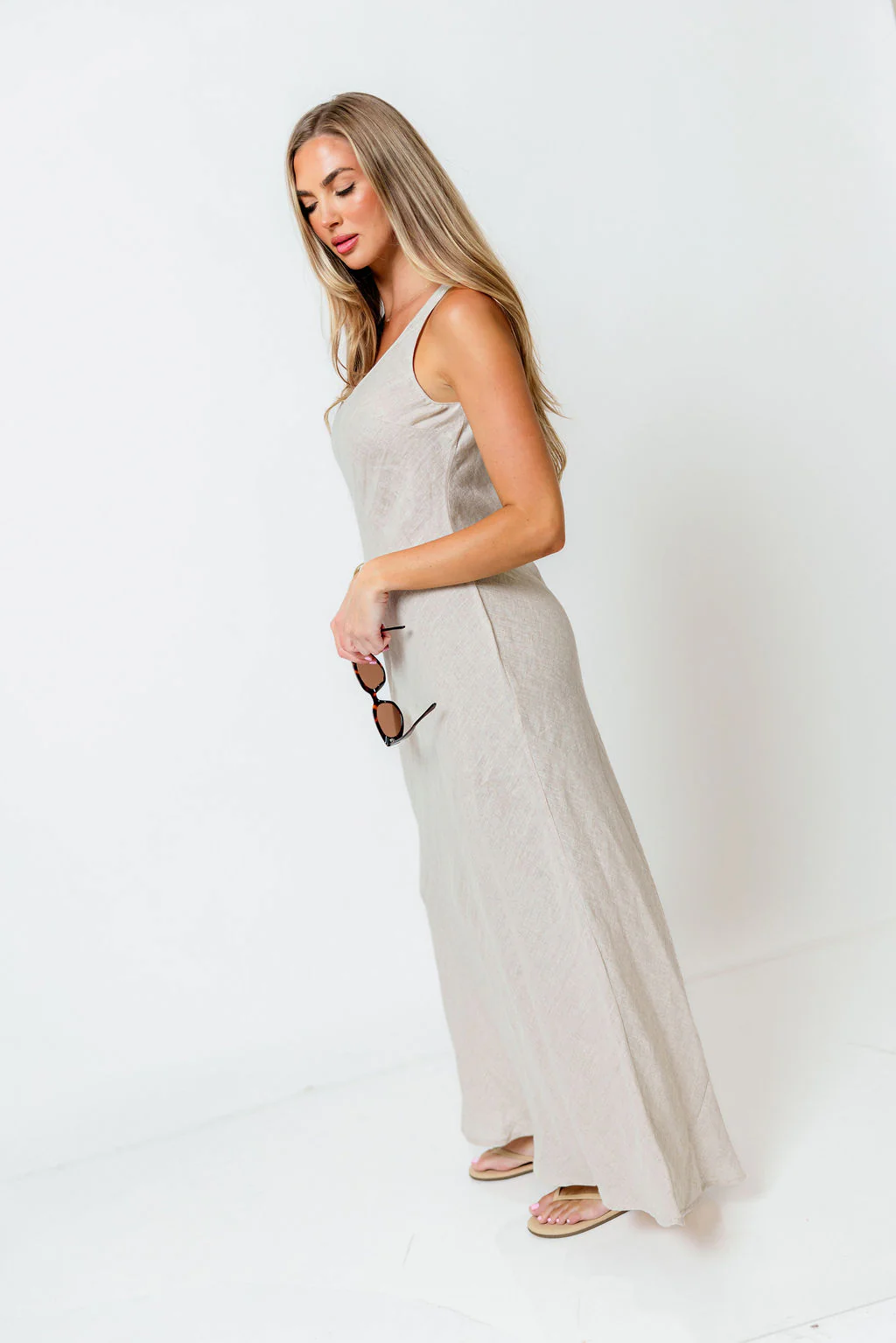 Kenya 100% Linen Maxi Dress in Melange - Image 2