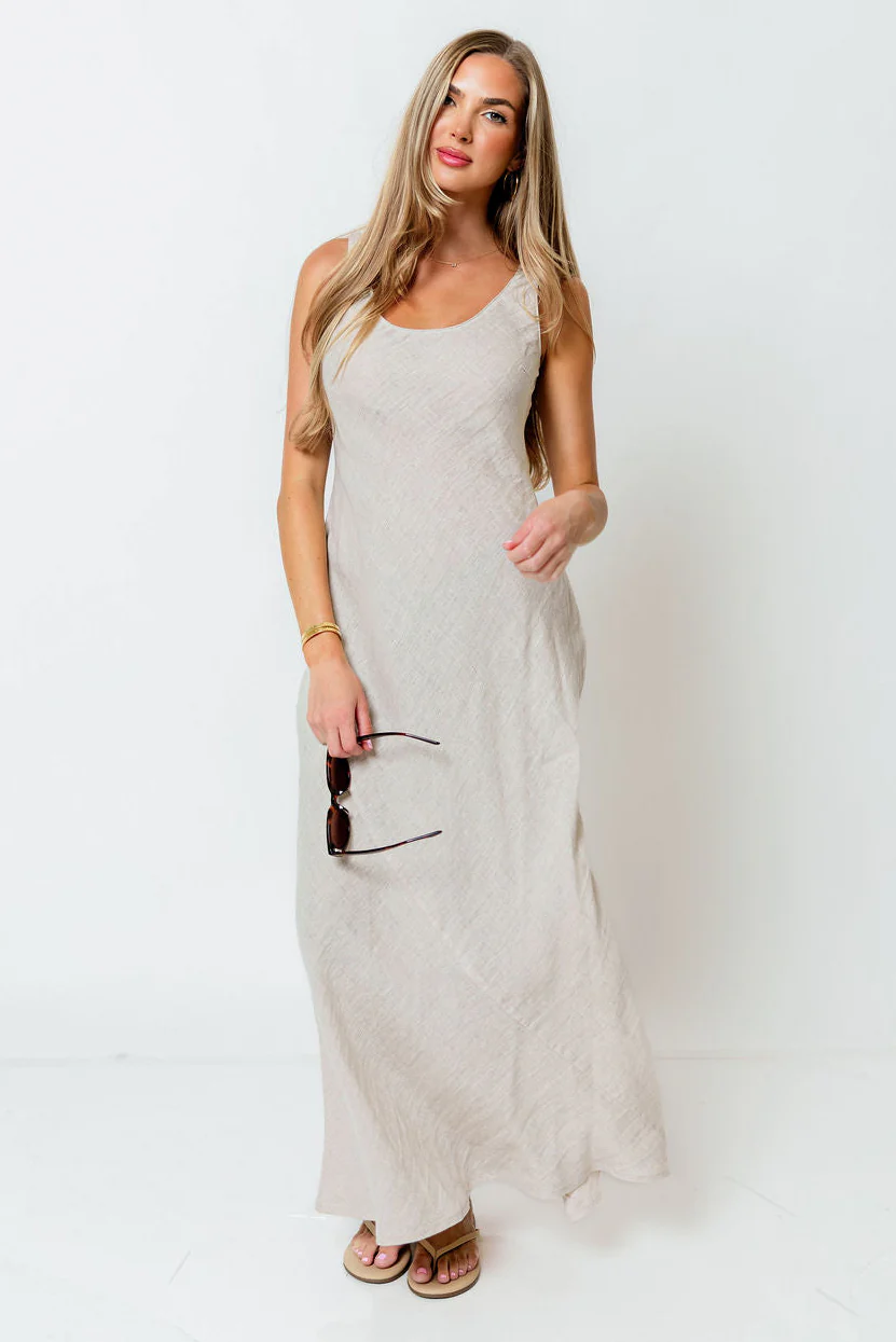 Kenya 100% Linen Maxi Dress in Melange - Image 3
