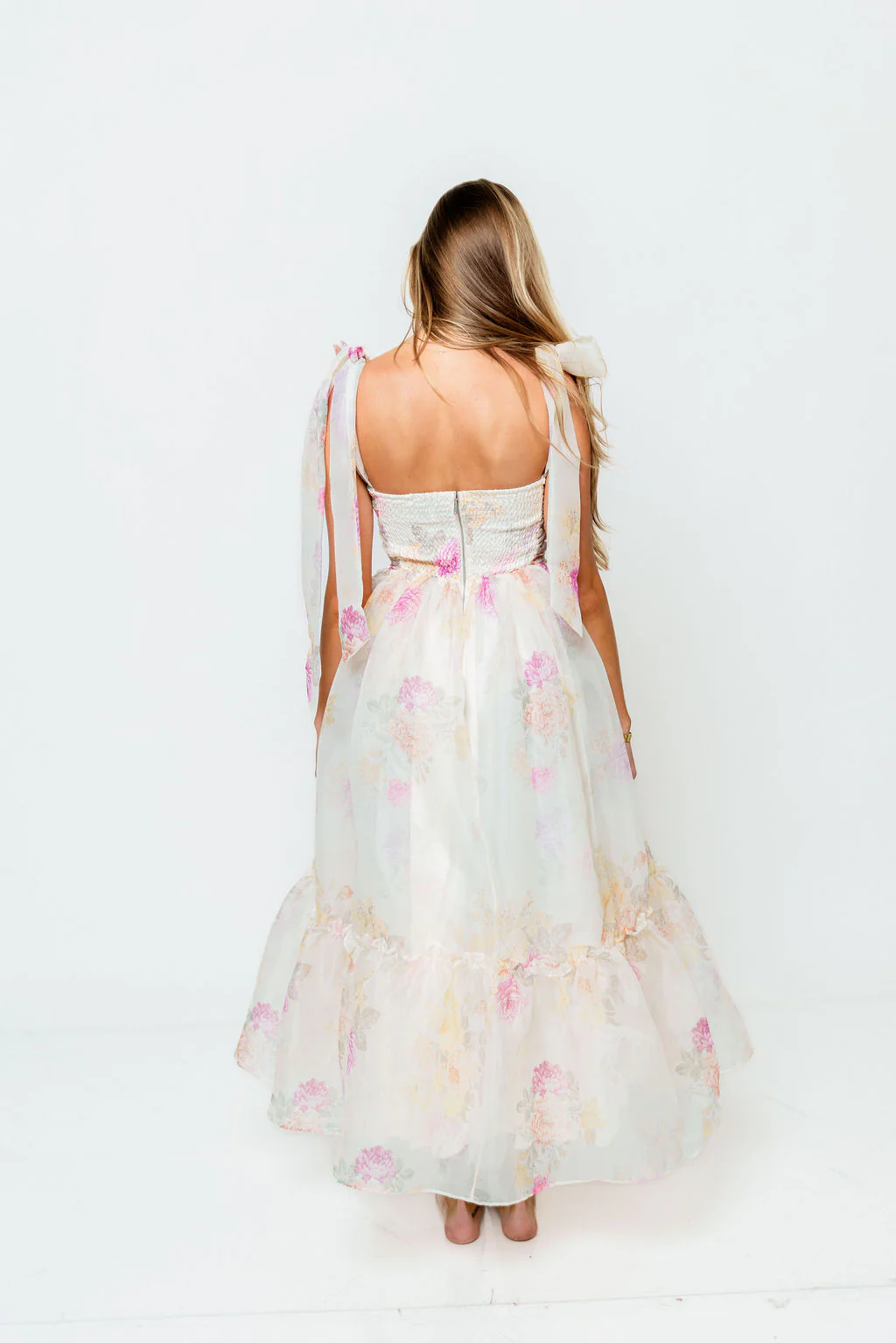Angelica Floral Midi Dress in Cream - Image 4