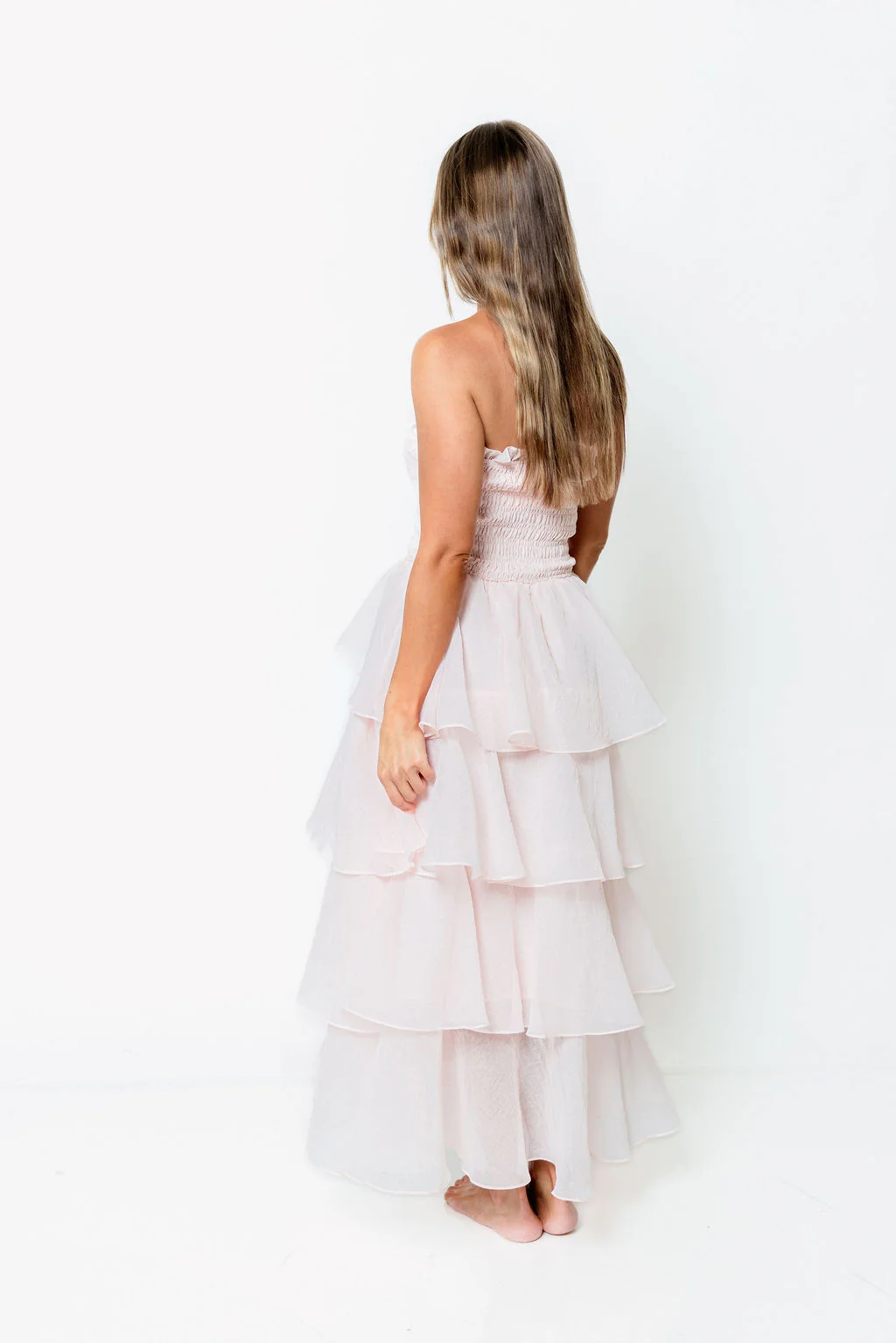 Blossom Layered Maxi Dress in Baby Pink - Image 7