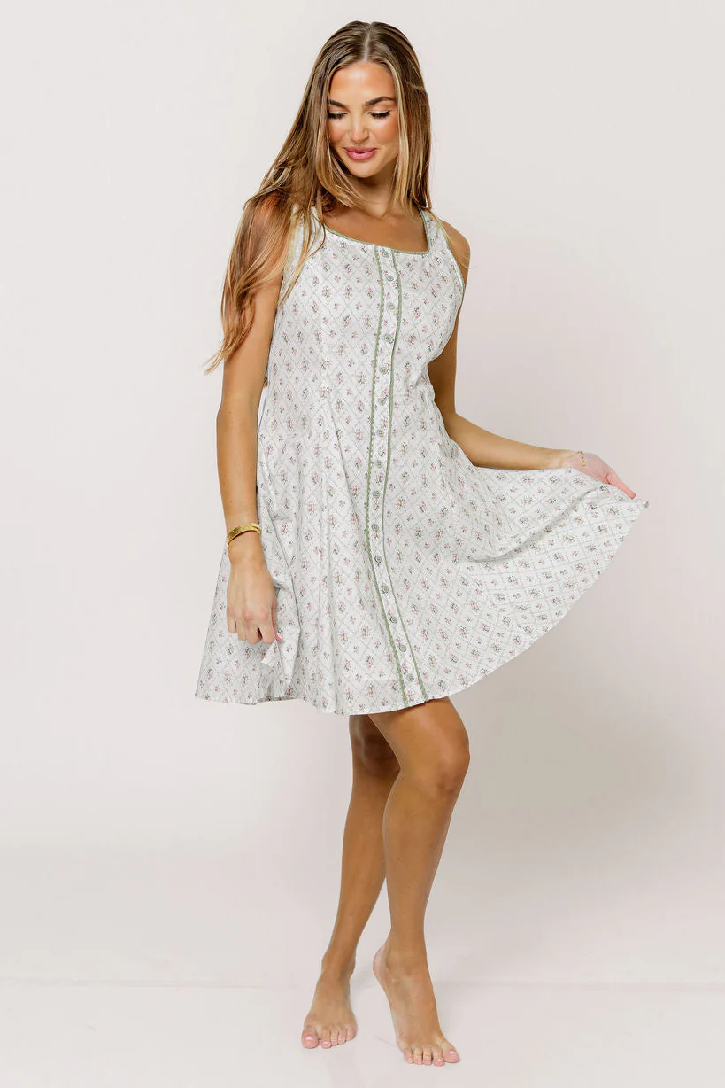Allie 100% Cotton Button Down Floral Mini Dress in Garden Bouquet - Image 5
