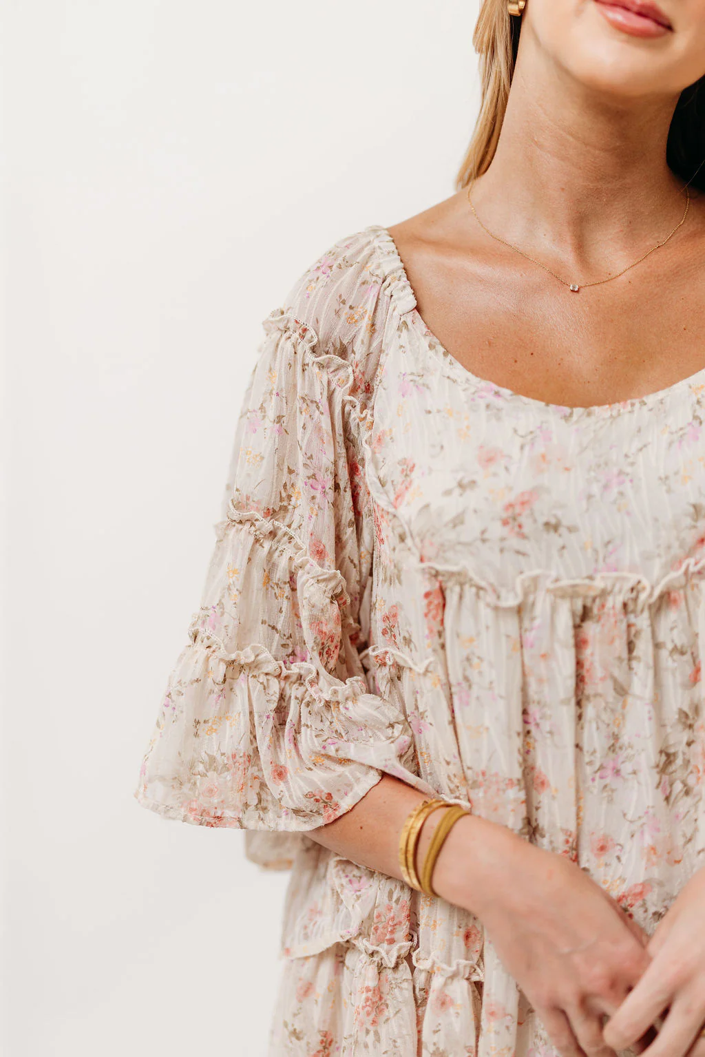 Floral Affair Mini Dress in Cream Multi - Image 5