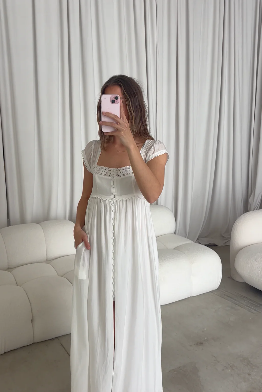 Amelie Maxi Dress in Off-White - Image 13