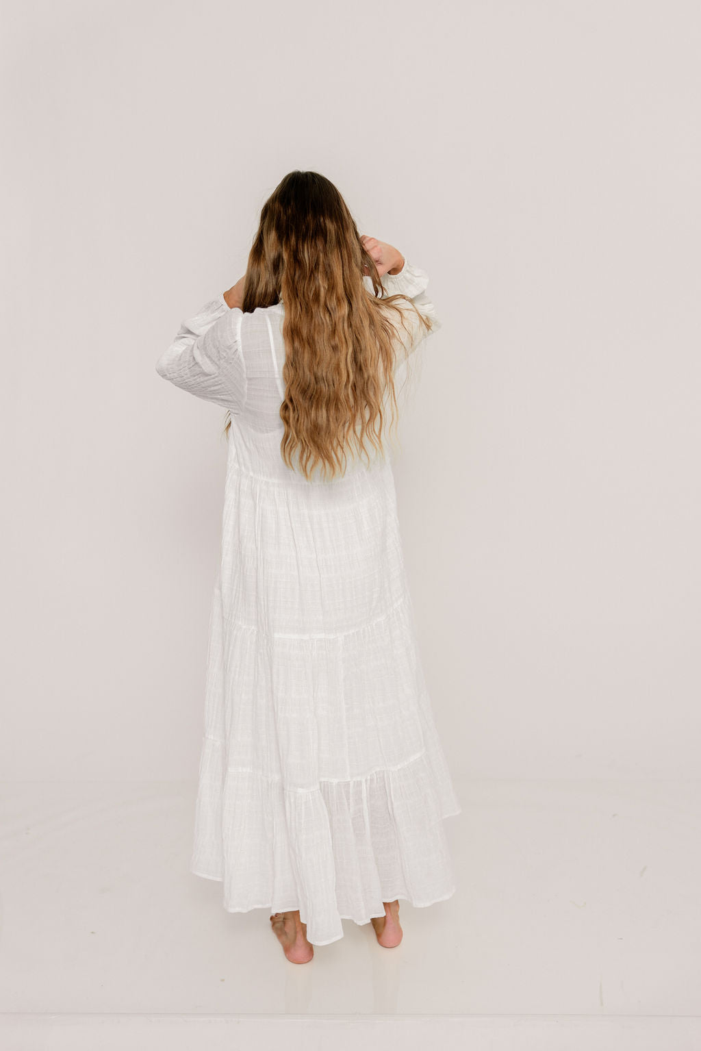 Anna Cotton-Blend Button Down Maxi Dress in Ivory - Bump Friendly - Image 10