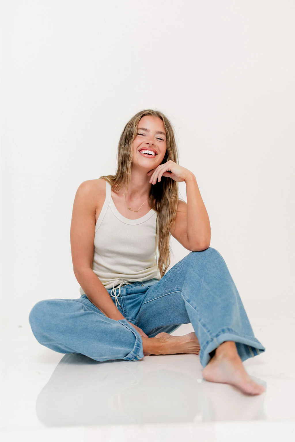 Brooklynn 100% Organic Cotton Tank in Cream - Image 10