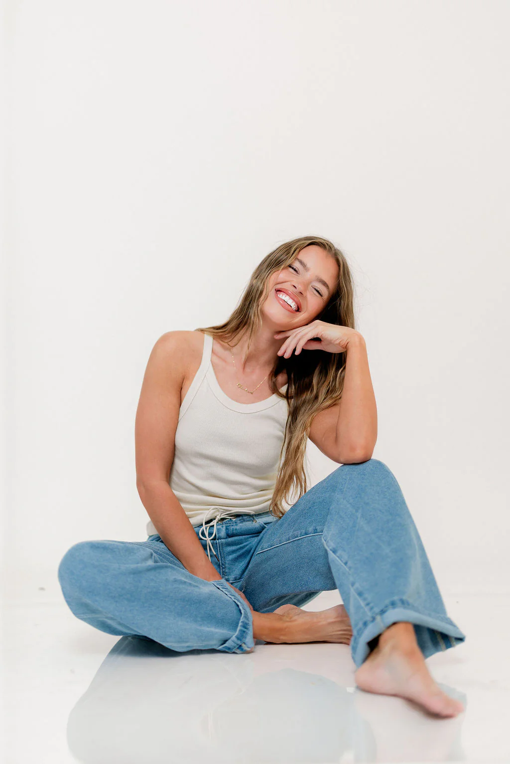 Brooklynn 100% Organic Cotton Tank in Cream - Image 11