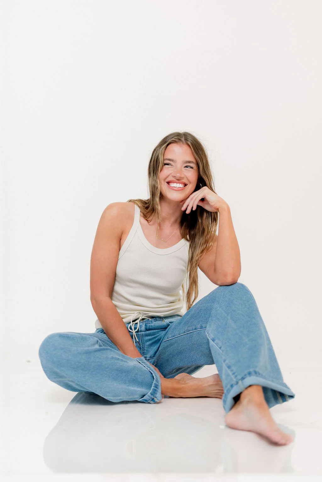 Brooklynn 100% Organic Cotton Tank in Cream - Image 12