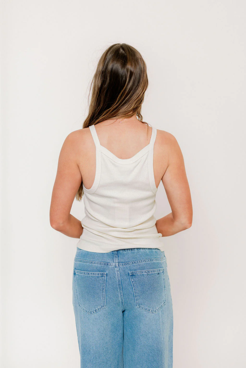 Brooklynn 100% Organic Cotton Tank in Cream - Image 5