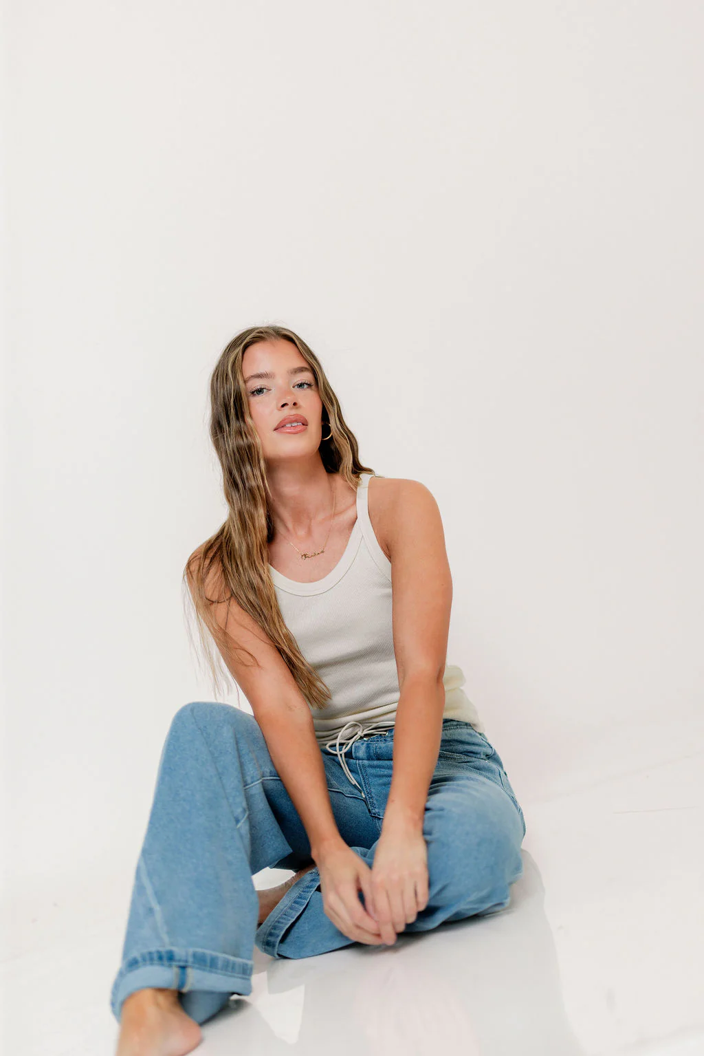 Brooklynn 100% Organic Cotton Tank in Cream - Image 6
