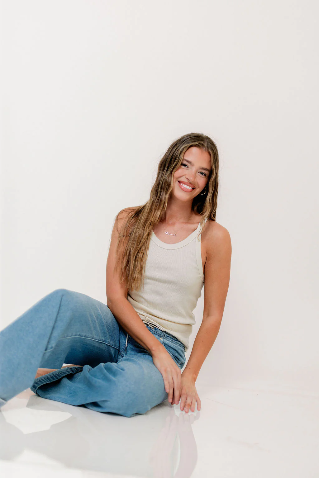Brooklynn 100% Organic Cotton Tank in Cream - Image 7