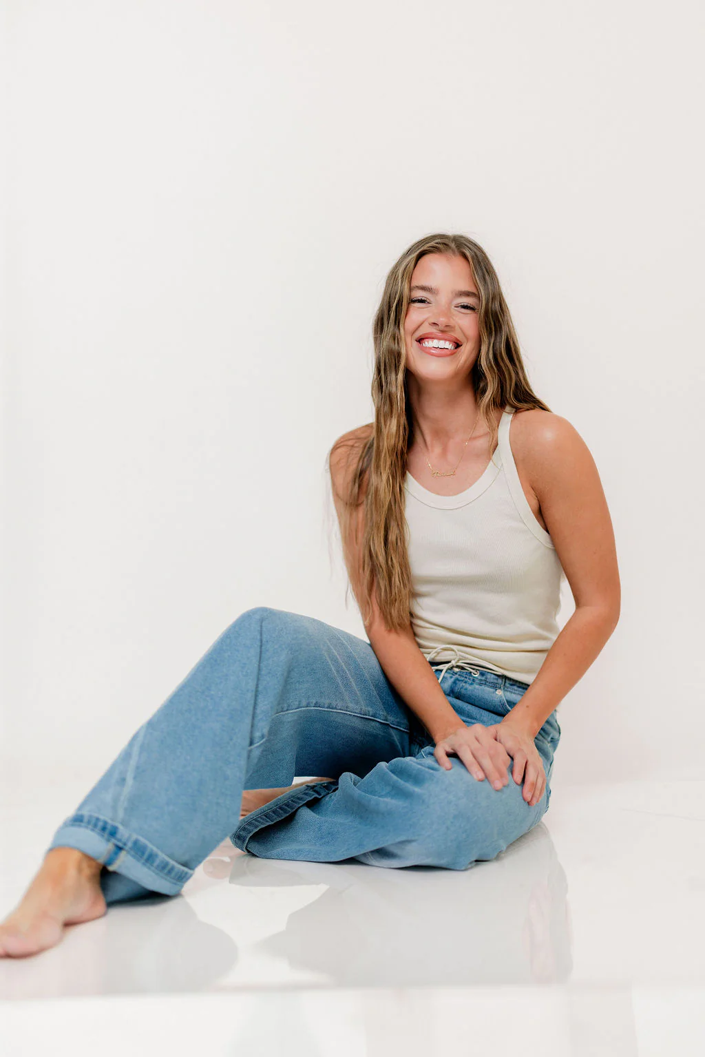 Brooklynn 100% Organic Cotton Tank in Cream - Image 8