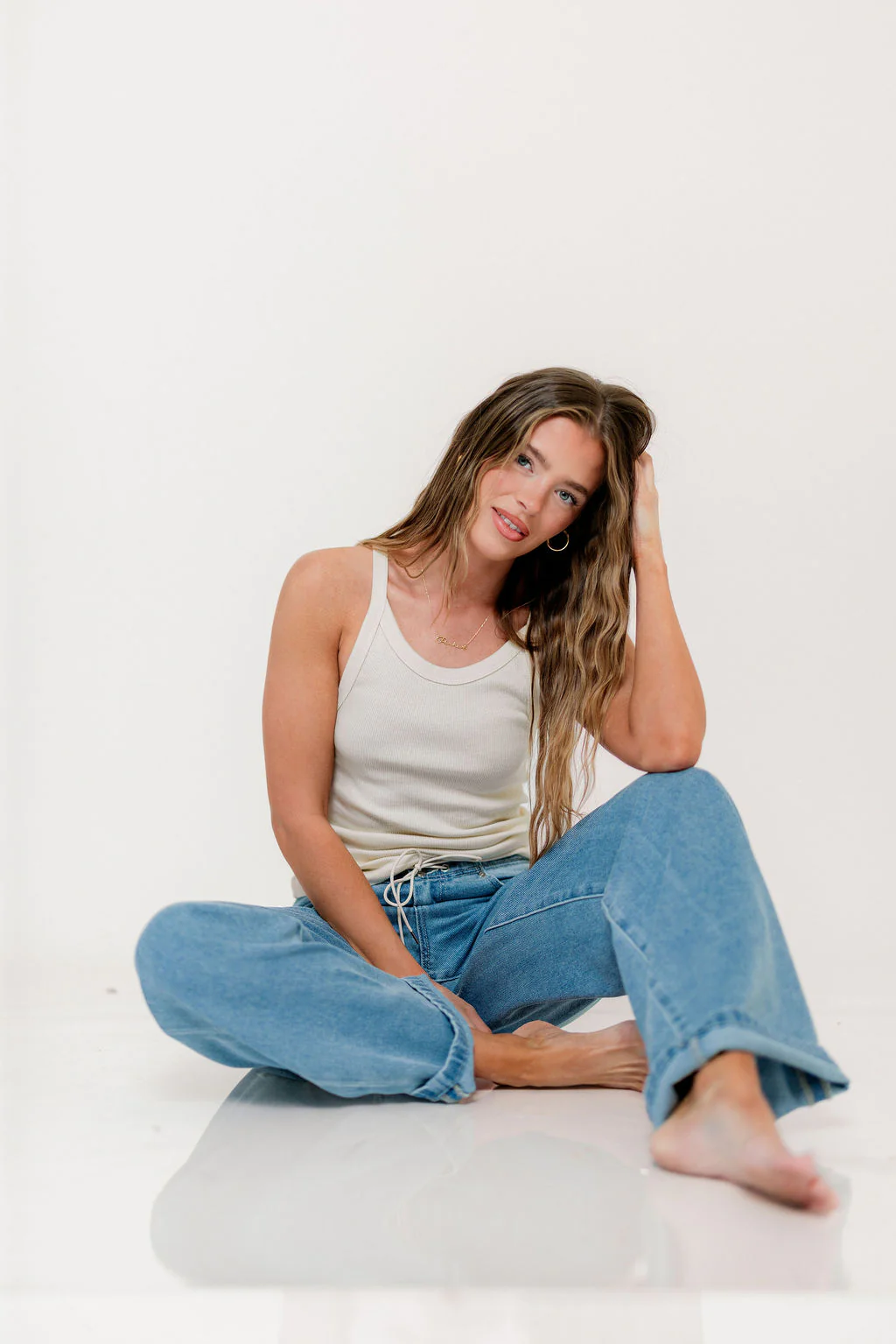Brooklynn 100% Organic Cotton Tank in Cream - Image 9