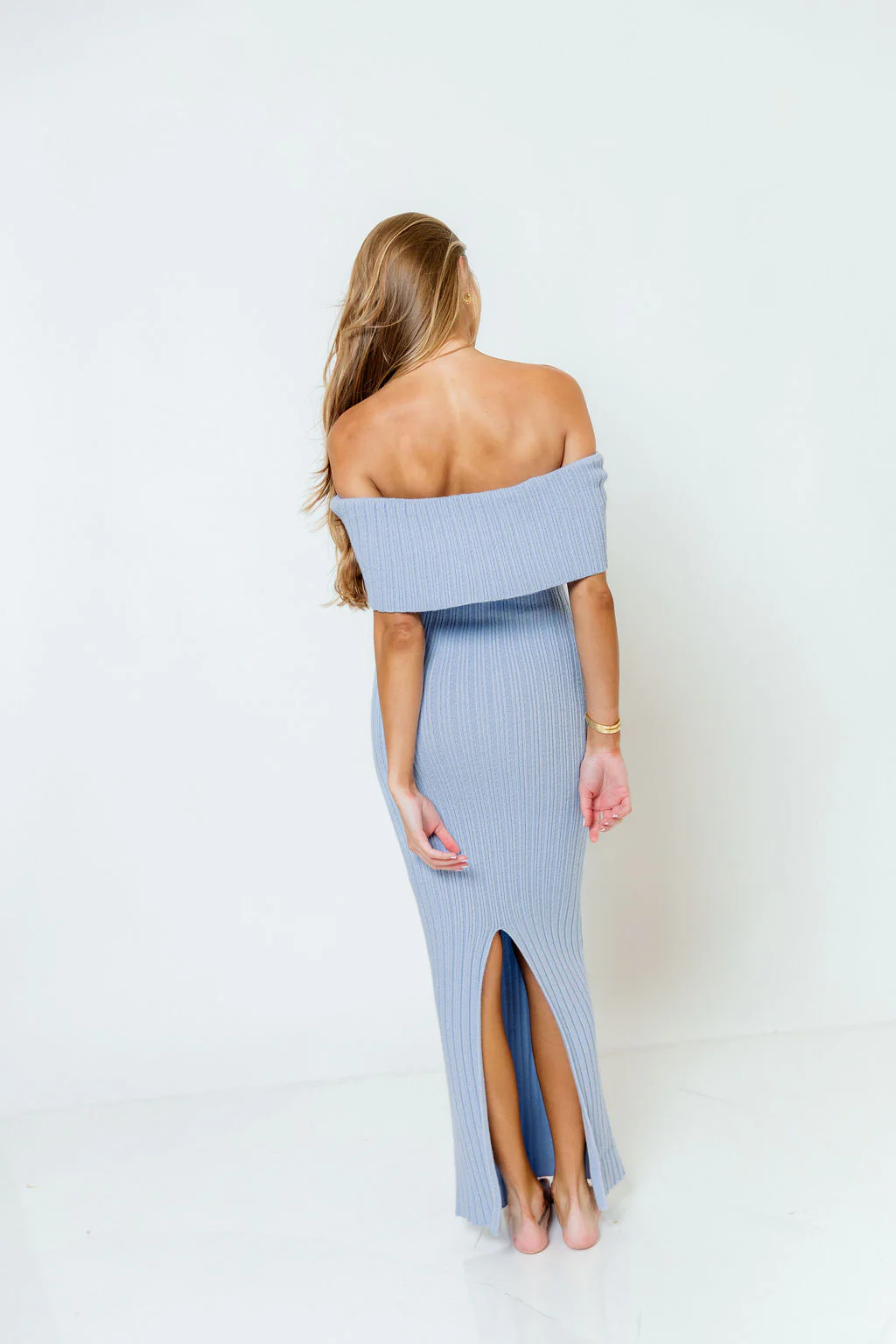 Aston Bow Front Maxi Sweater Dress in Baby Blue - Bump Friendly & Inclusive Sizing - Soft Premium Luxe Fabric - Image 13