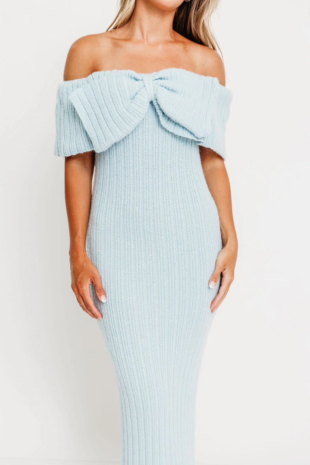 Aston Bow Front Maxi Sweater Dress in Ice Metal – Bump Friendly & Inclusive Sizing (XS-3XL) - Image 4