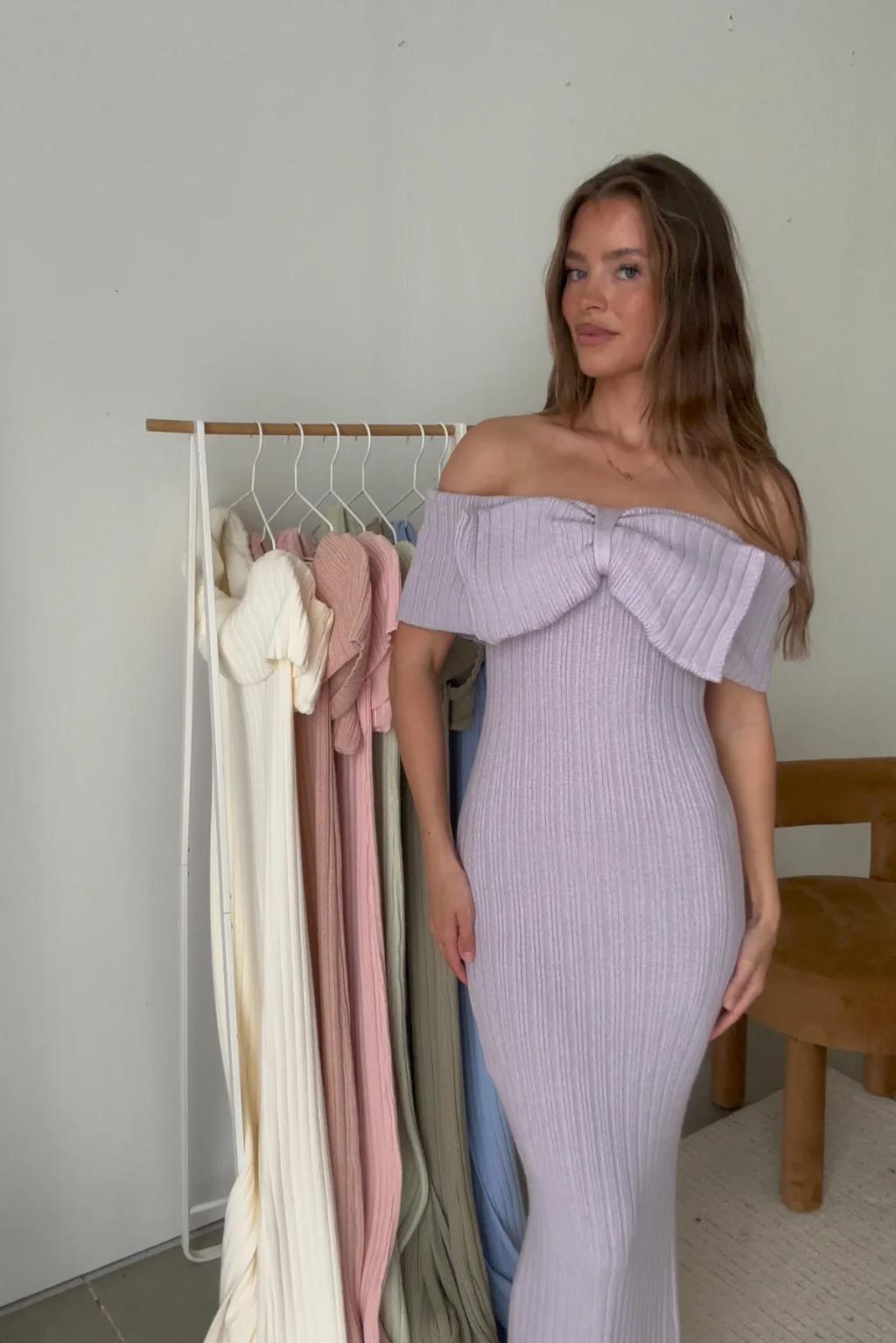 Aston Bow Front Maxi Sweater Dress in Lavender - New Bump Friendly & Inclusive Sizing - Soft Premium Luxe Fabric - Image 7
