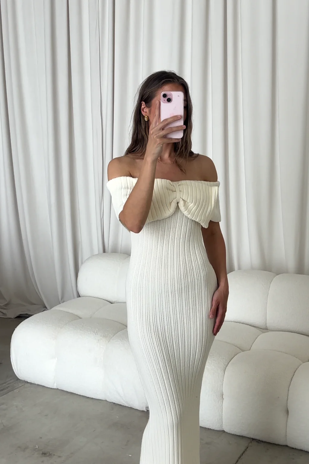 Aston Bow Front Maxi Sweater Dress in Pearl - Bump Friendly & Inclusive Sizing - New Soft Premium Luxe Fabric - Image 7