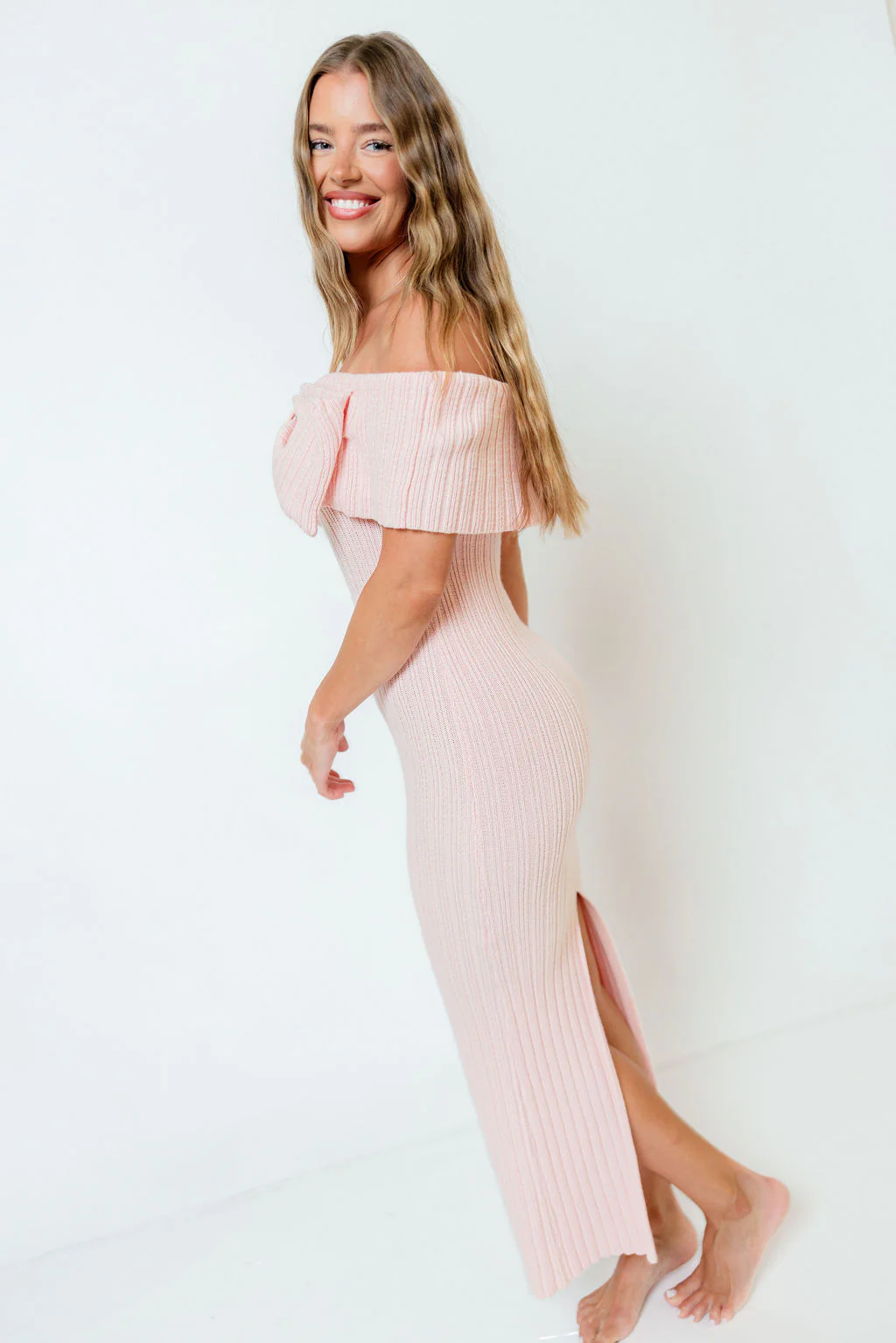 Aston Bow Front Maxi Sweater Dress in Pink - Bump Friendly & Inclusive Sizing - New Soft Premium Luxe Fabric - Image 14