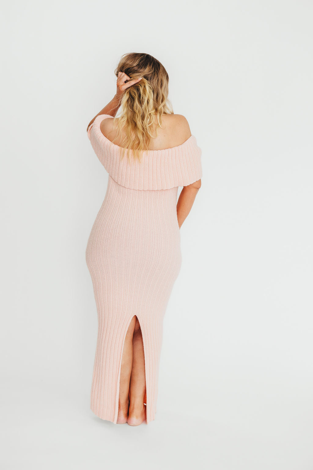 Aston Bow Front Maxi Sweater Dress in Pinkish Petal – Bump Friendly & Inclusive Sizing (XS-3XL) - Image 8