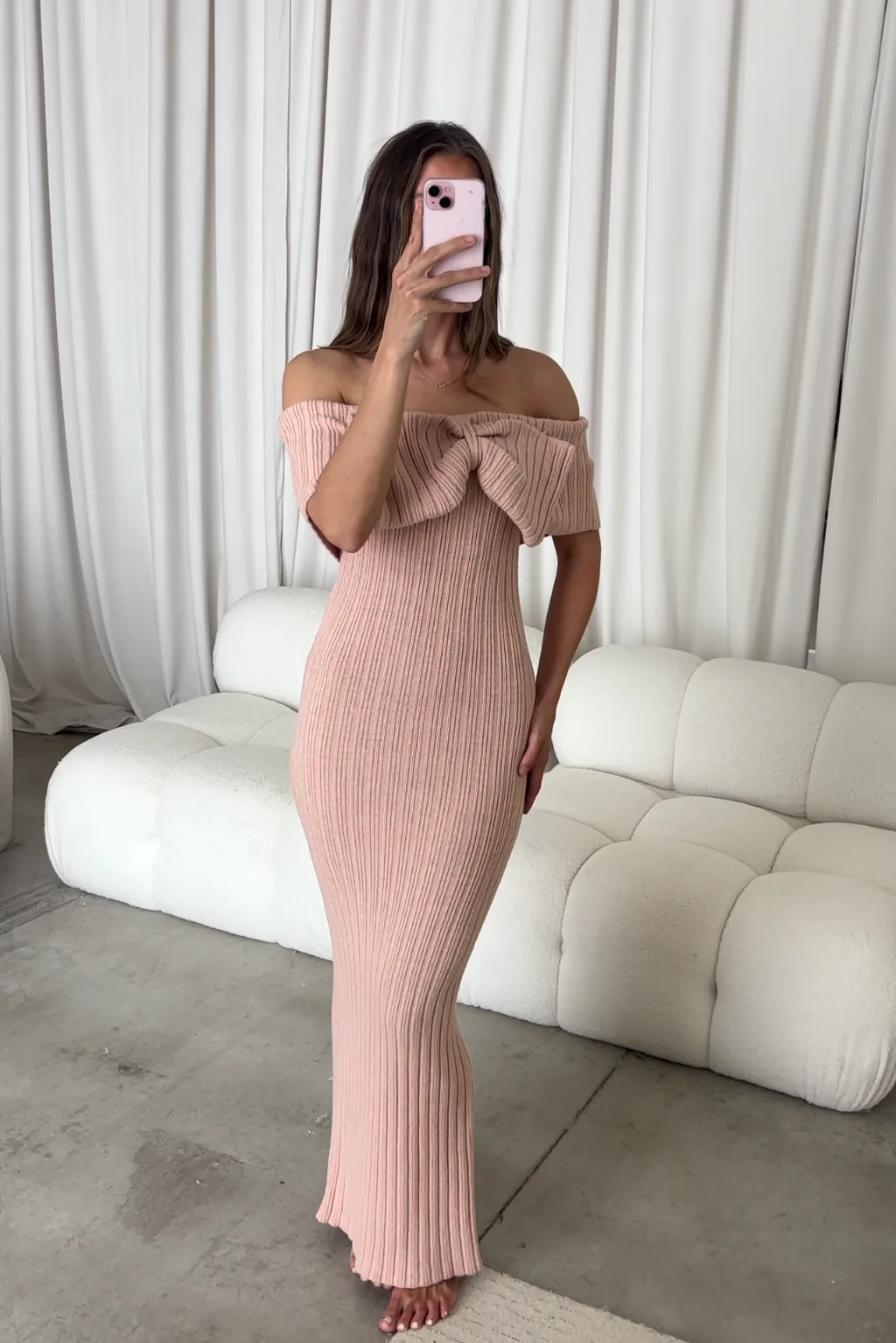 Aston Bow Front Maxi Sweater Dress in Rose - Bump Friendly & Inclusive Sizing - New Soft Premium Luxe Fabric - Image 4