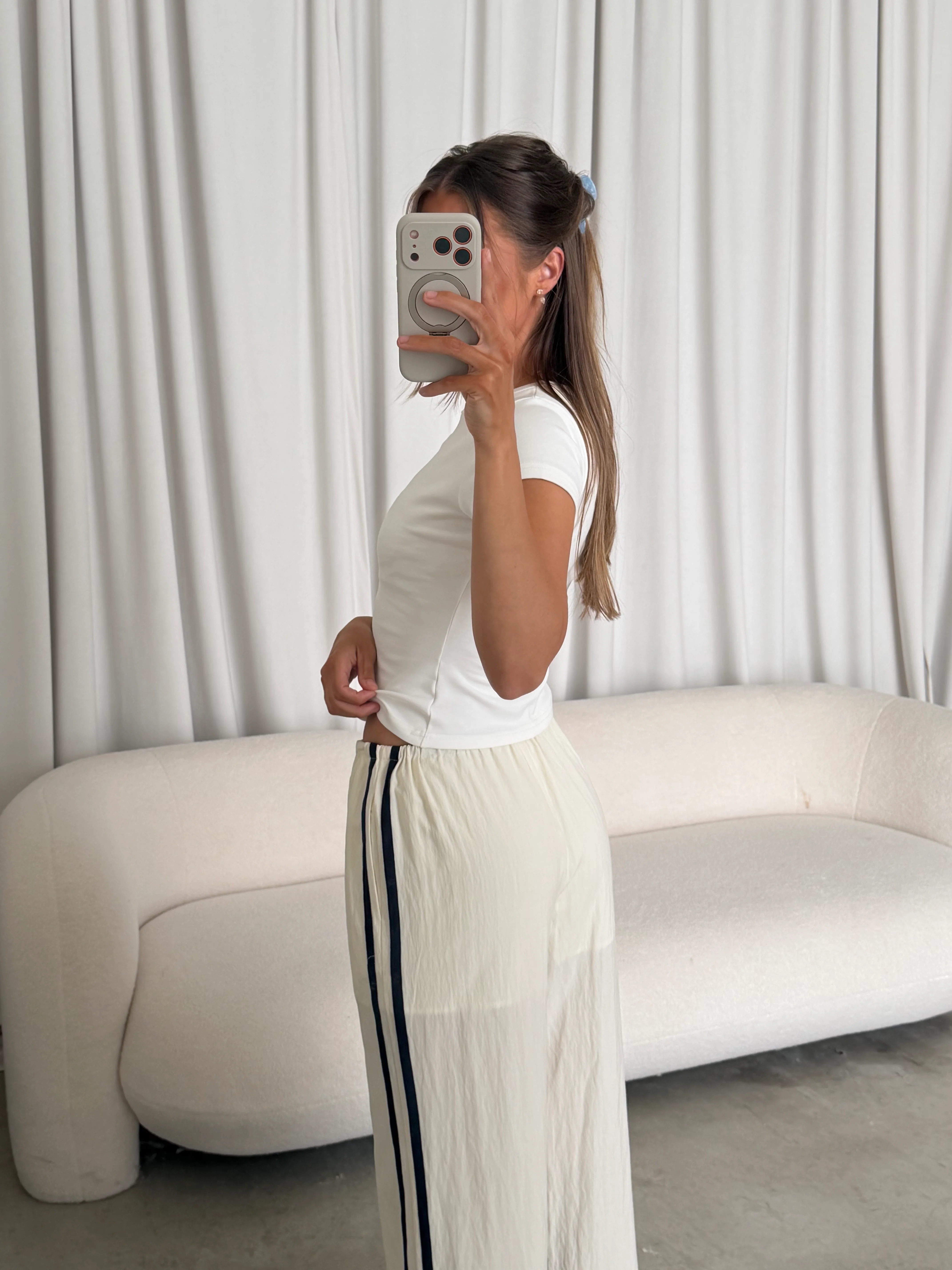 Audrina Track Pants in Ivory - Image 5