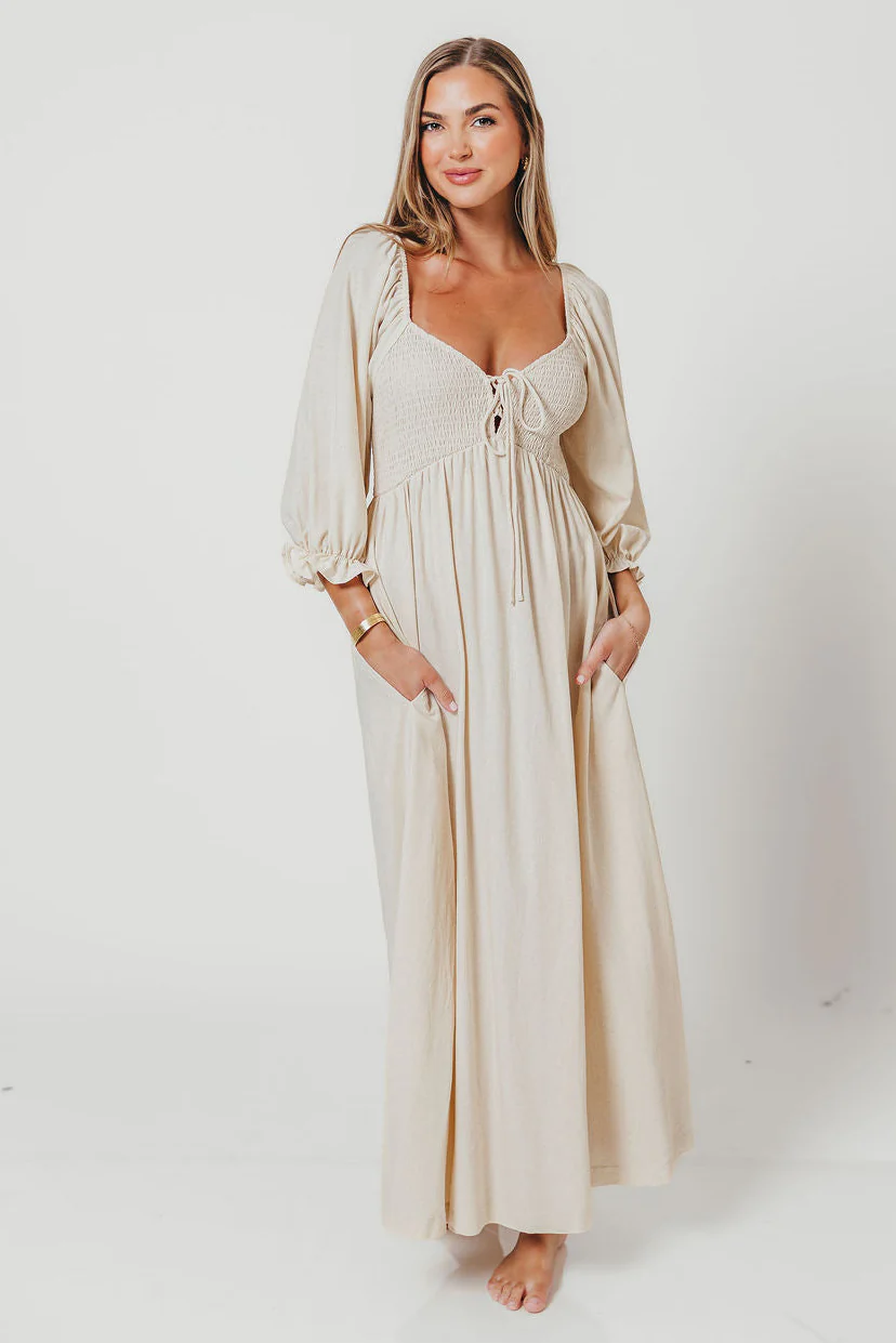 Cecilia Maxi Dress in Linen Blend - Bump Friendly - Image 2