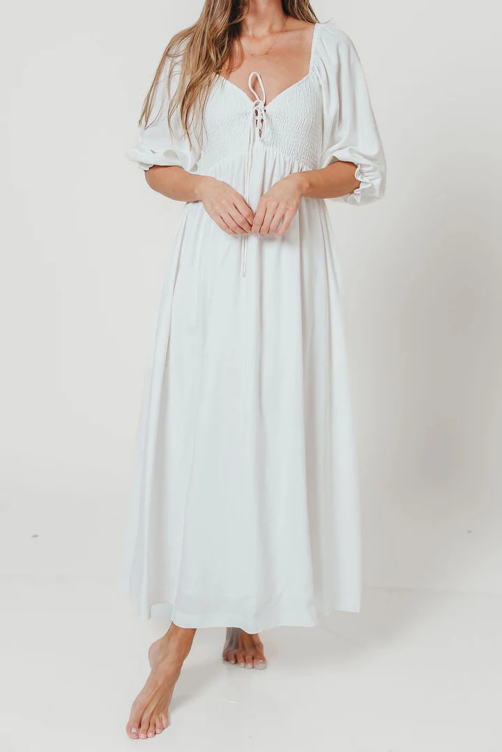 Cecilia Maxi Dress in Off-White - Bump Friendly
