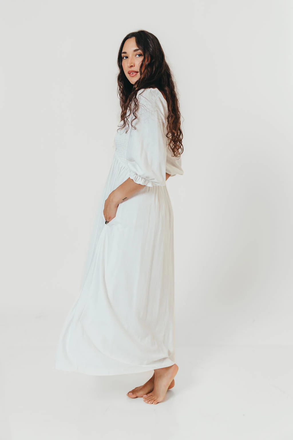Cecilia Maxi Dress in Off-White - Bump Friendly - Image 10