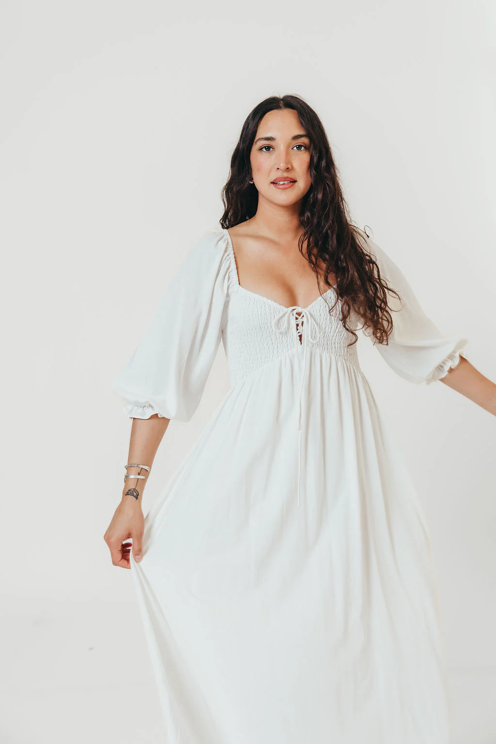 Cecilia Maxi Dress in Off-White - Bump Friendly - Image 12
