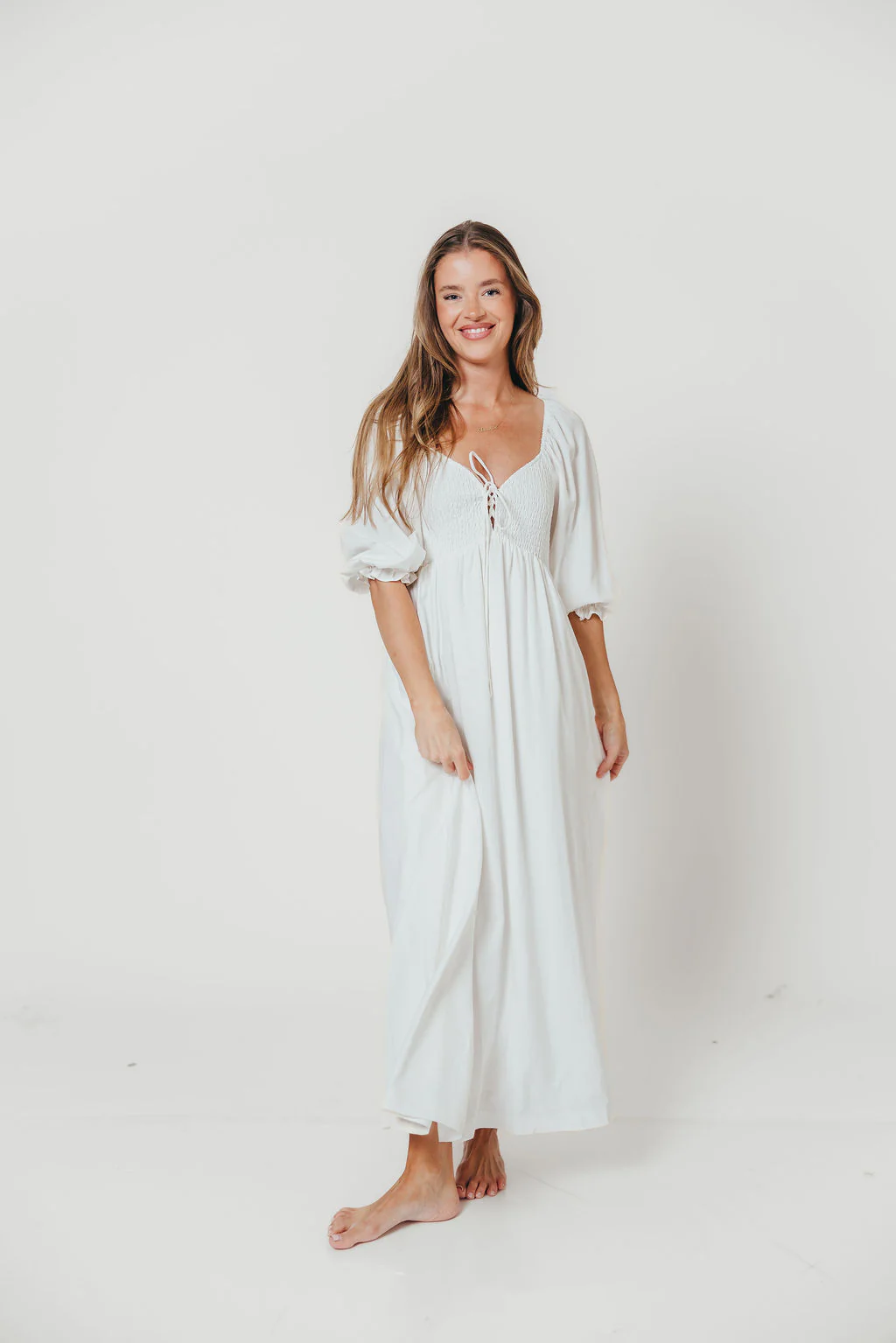Cecilia Maxi Dress in Off-White - Bump Friendly - Image 13