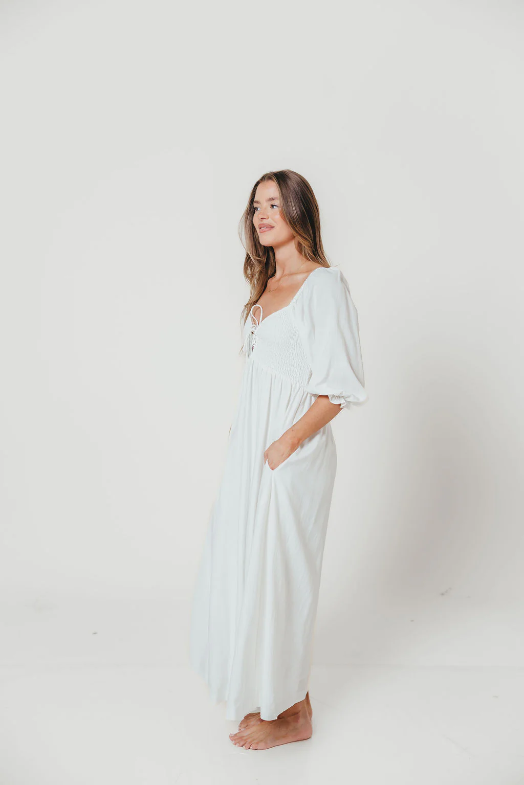 Cecilia Maxi Dress in Off-White - Bump Friendly - Image 14