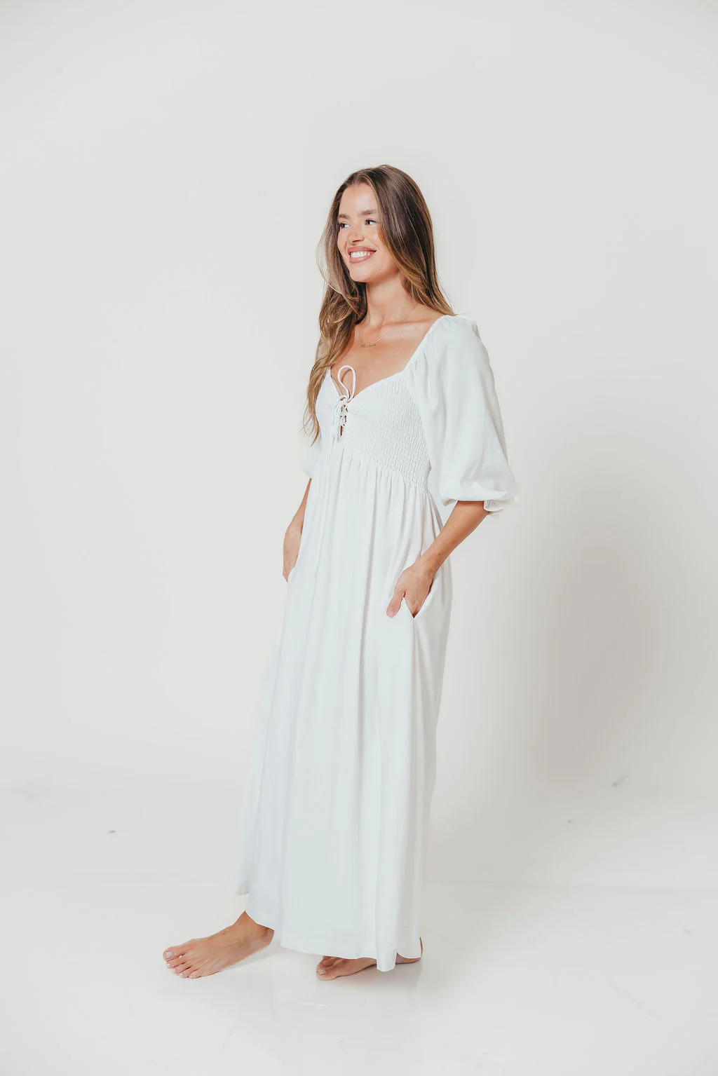 Cecilia Maxi Dress in Off-White - Bump Friendly - Image 15