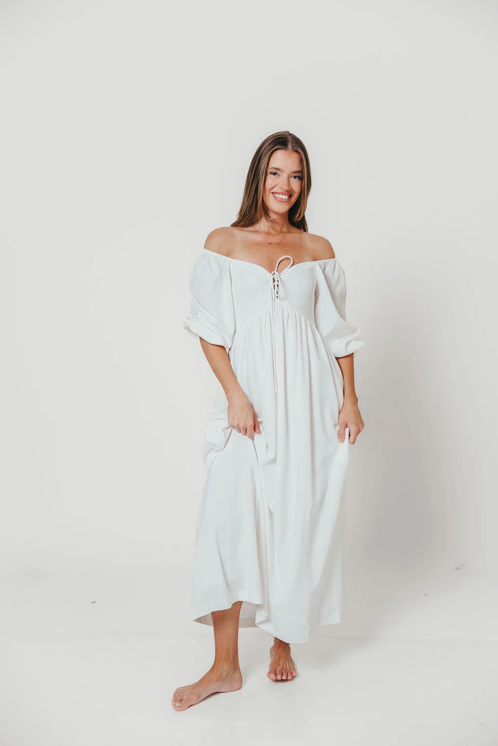 Cecilia Maxi Dress in Off-White - Bump Friendly - Image 17