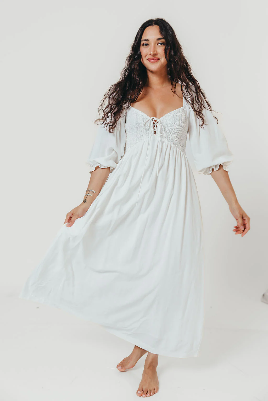 Cecilia Maxi Dress in Off-White - Bump Friendly - Image 6