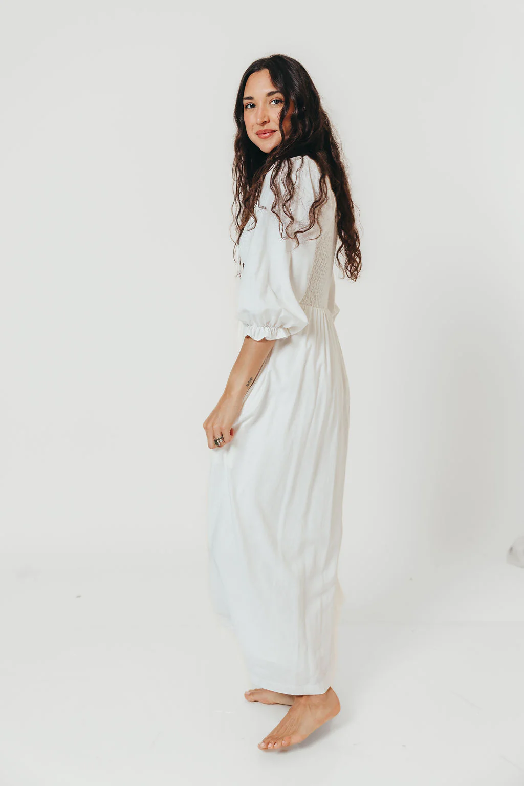 Cecilia Maxi Dress in Off-White - Bump Friendly - Image 8