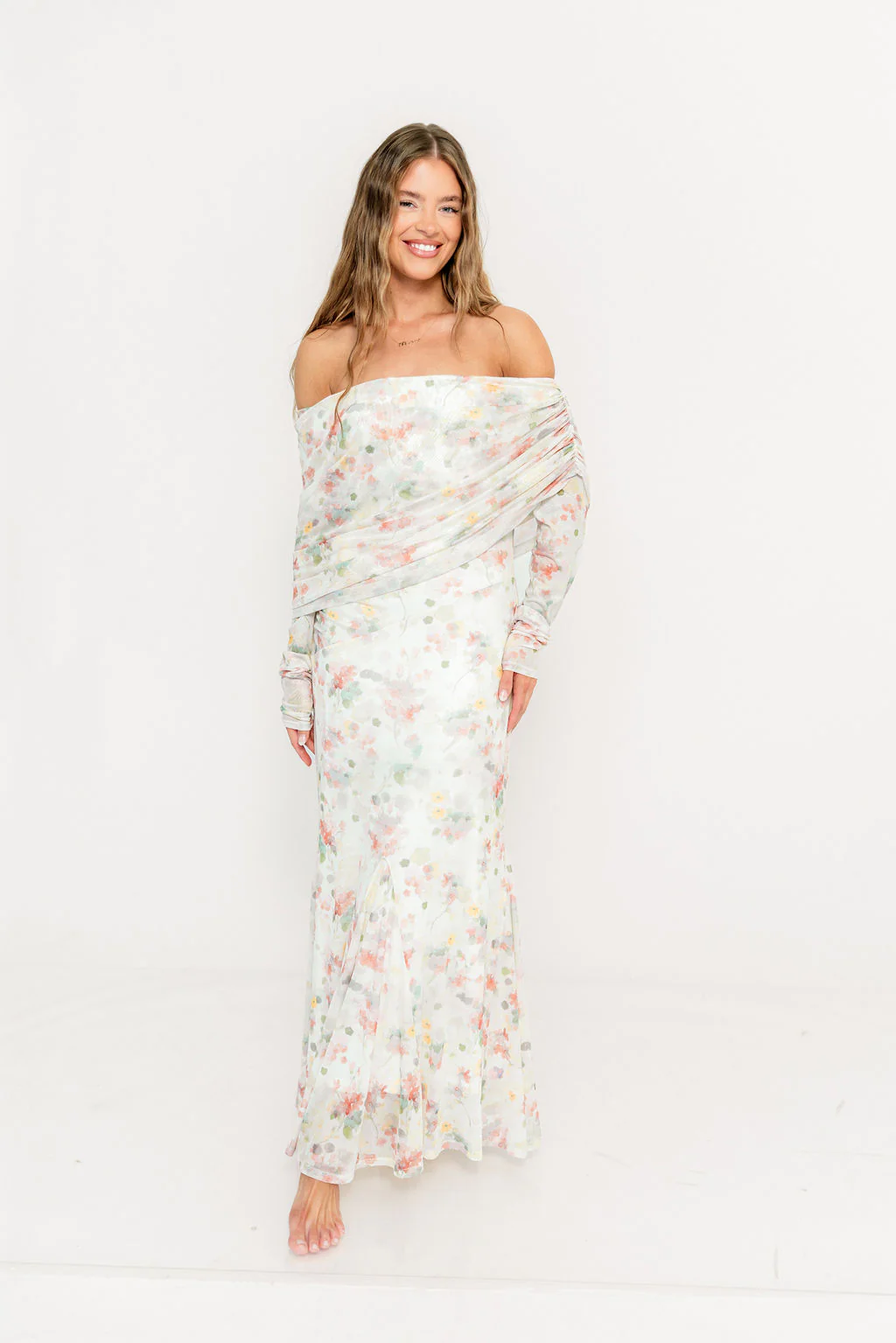 Azaleia Maxi Dress in Pastel Mix Floral - Size up for Bump