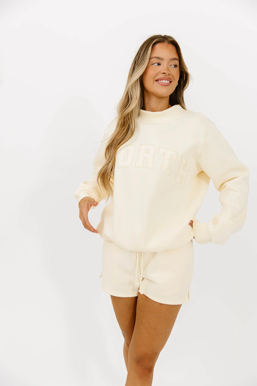 Basic Blank Sweat Shorts in Toasted Cream *Final Sale* - Image 9