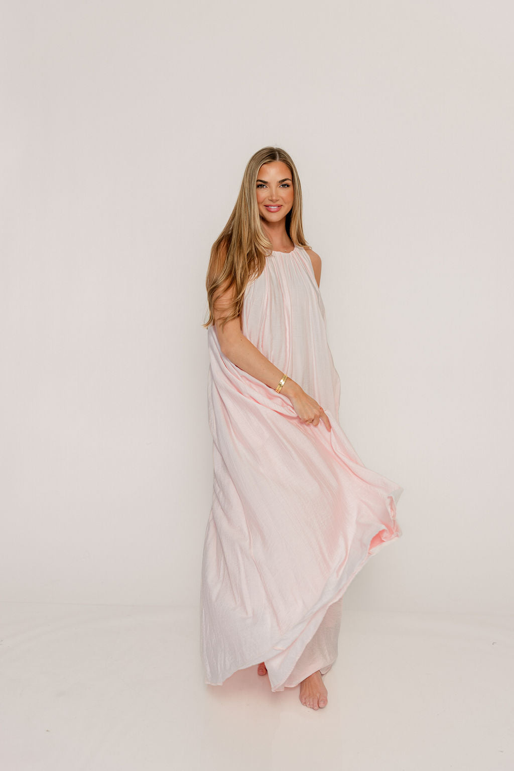 Becca Maxi Dress in Pale Pink - Bump Friendly - Image 5