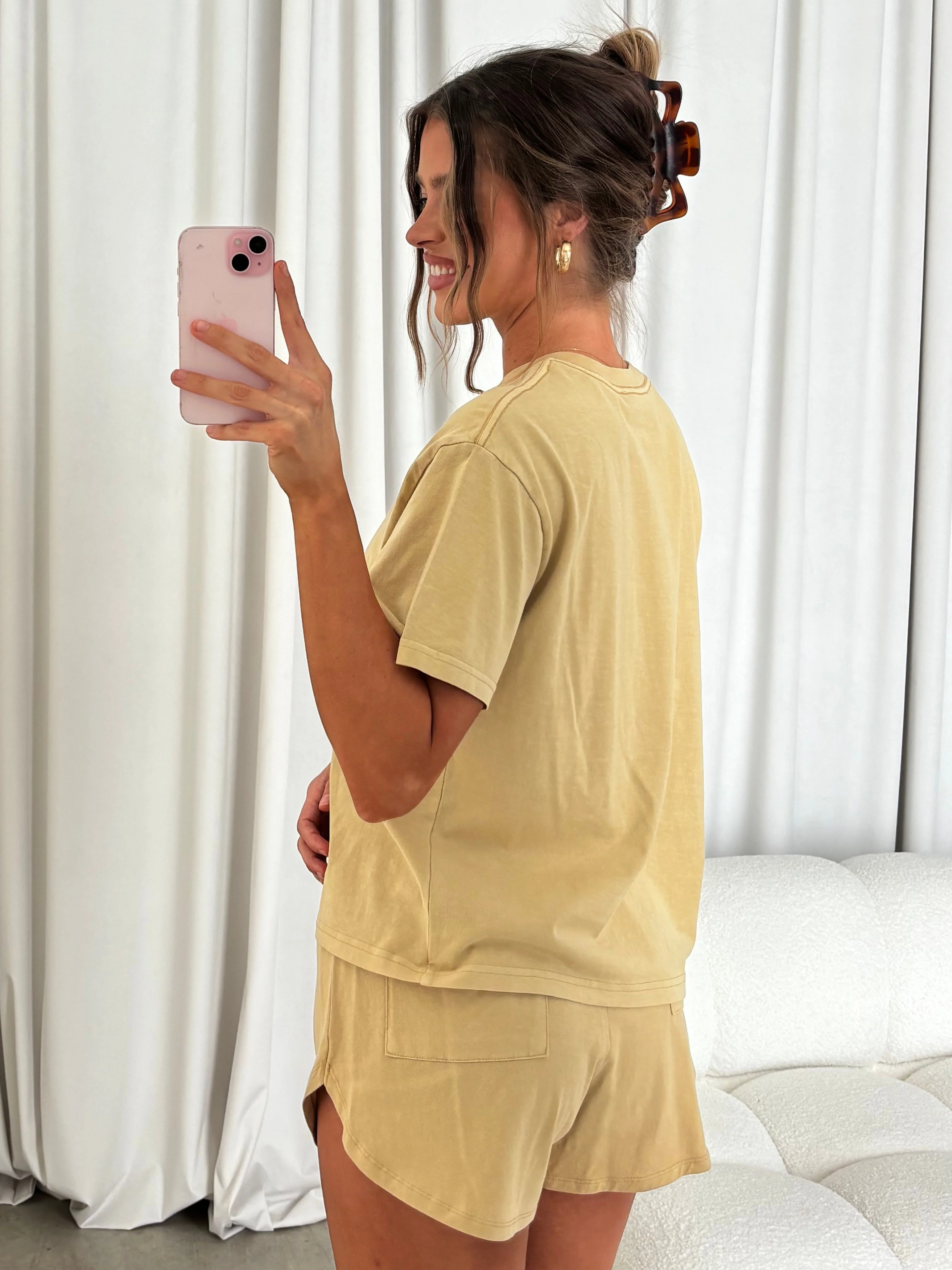 Brittany Top & Shorts Set in Classic Beige - Image 2