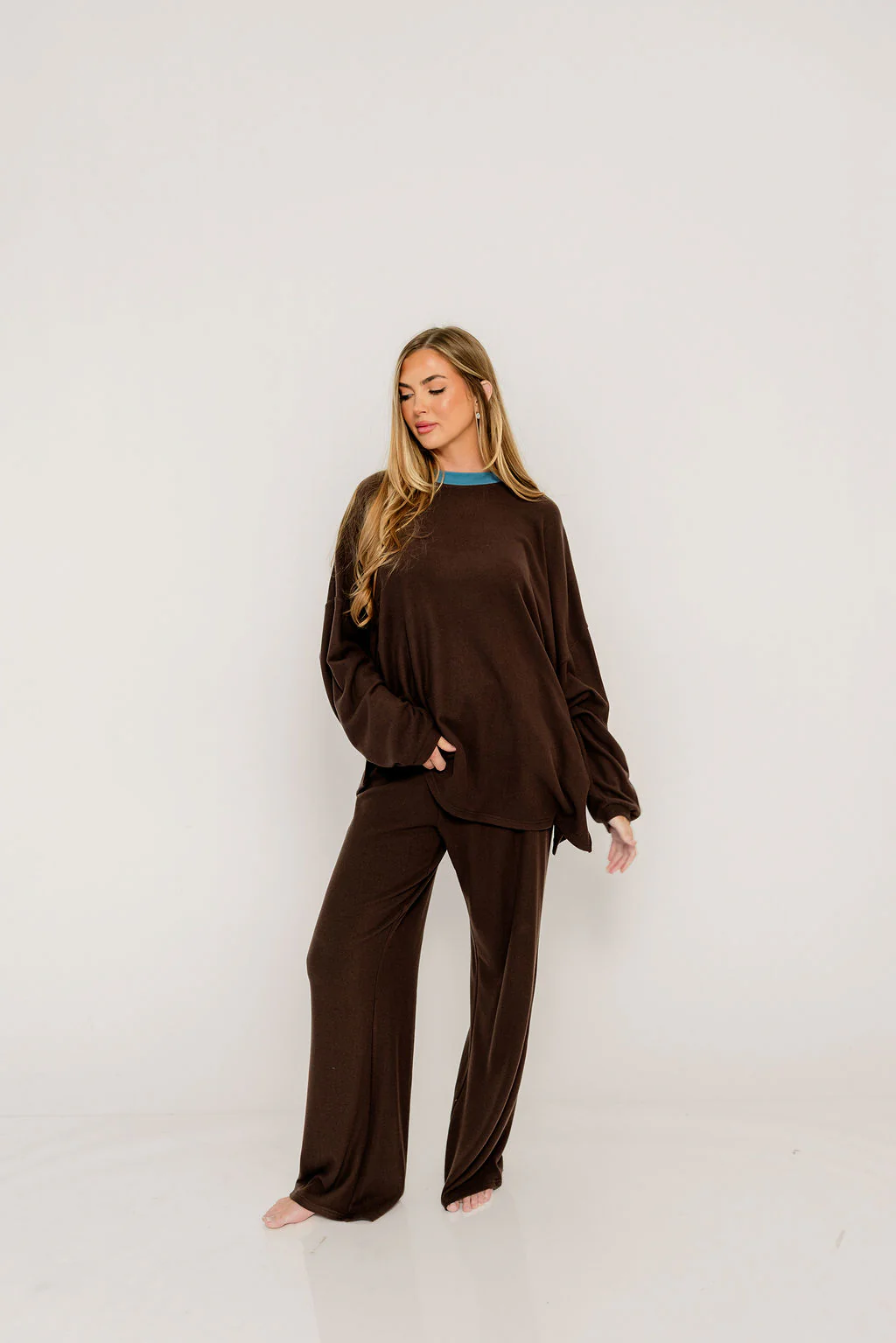 Campbell Fleece Lounge Pants in Brown - Image 2
