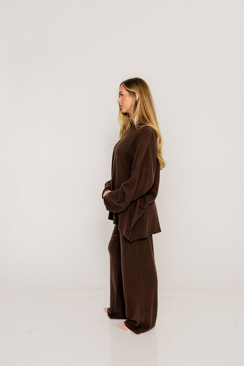 Campbell Fleece Lounge Pants in Brown - Image 4