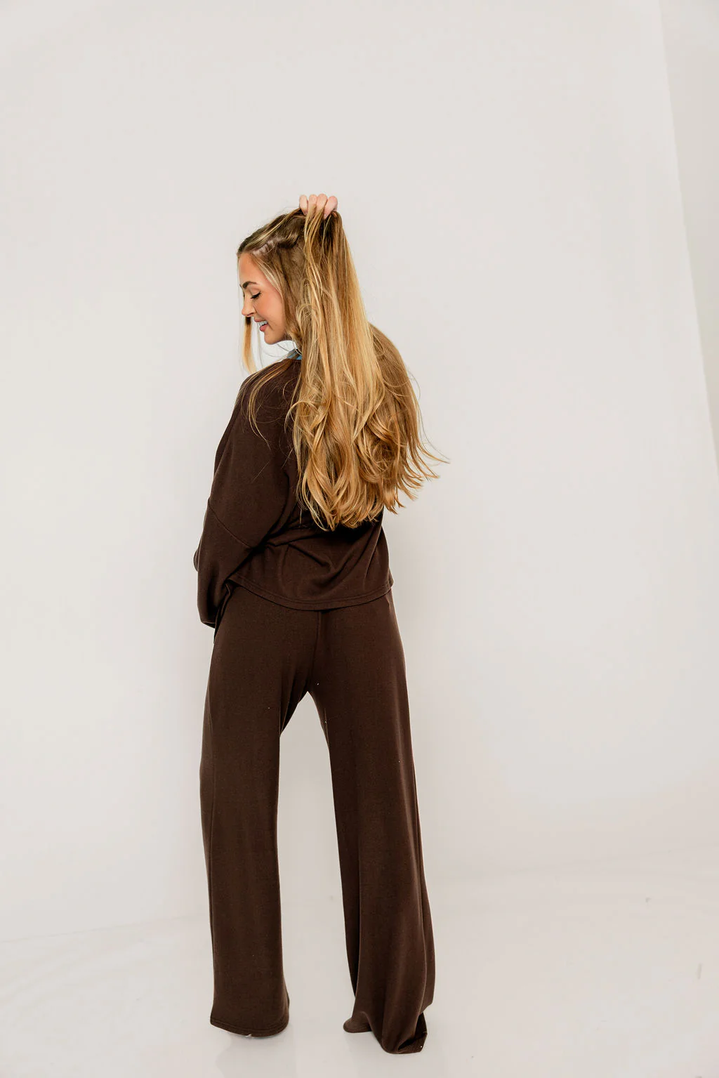 Campbell Fleece Lounge Pants in Brown - Image 6