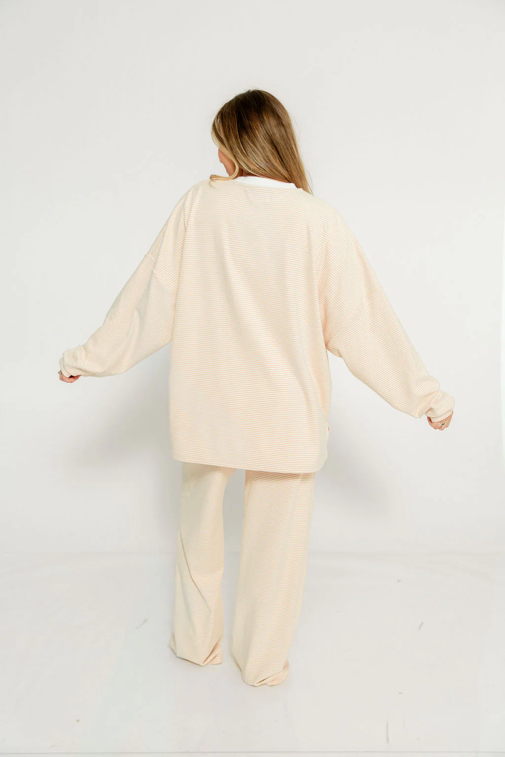 Campbell Striped Fleece Lounge Pants in Blush - Image 6