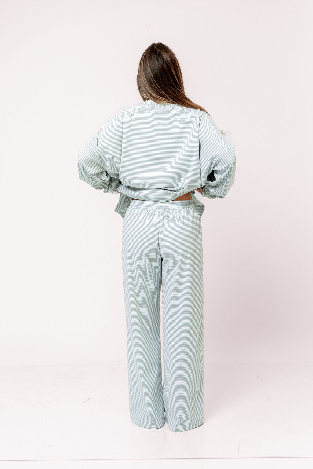 Campbell Striped Fleece Lounge Pants in Hamptons Blue - Image 10