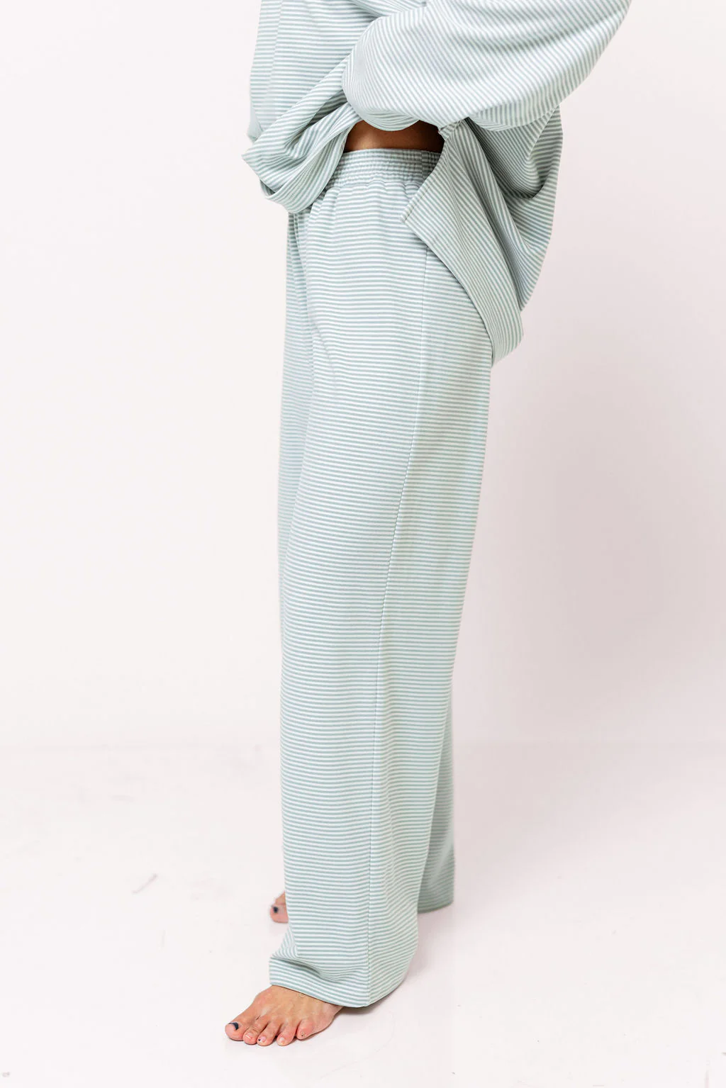 Campbell Striped Fleece Lounge Pants in Hamptons Blue - Image 12