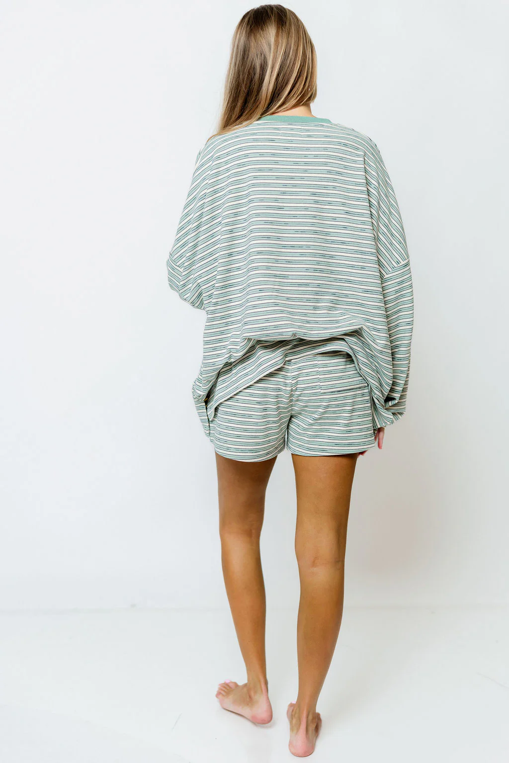 Campbell Striped Shorts in Sage - Image 9