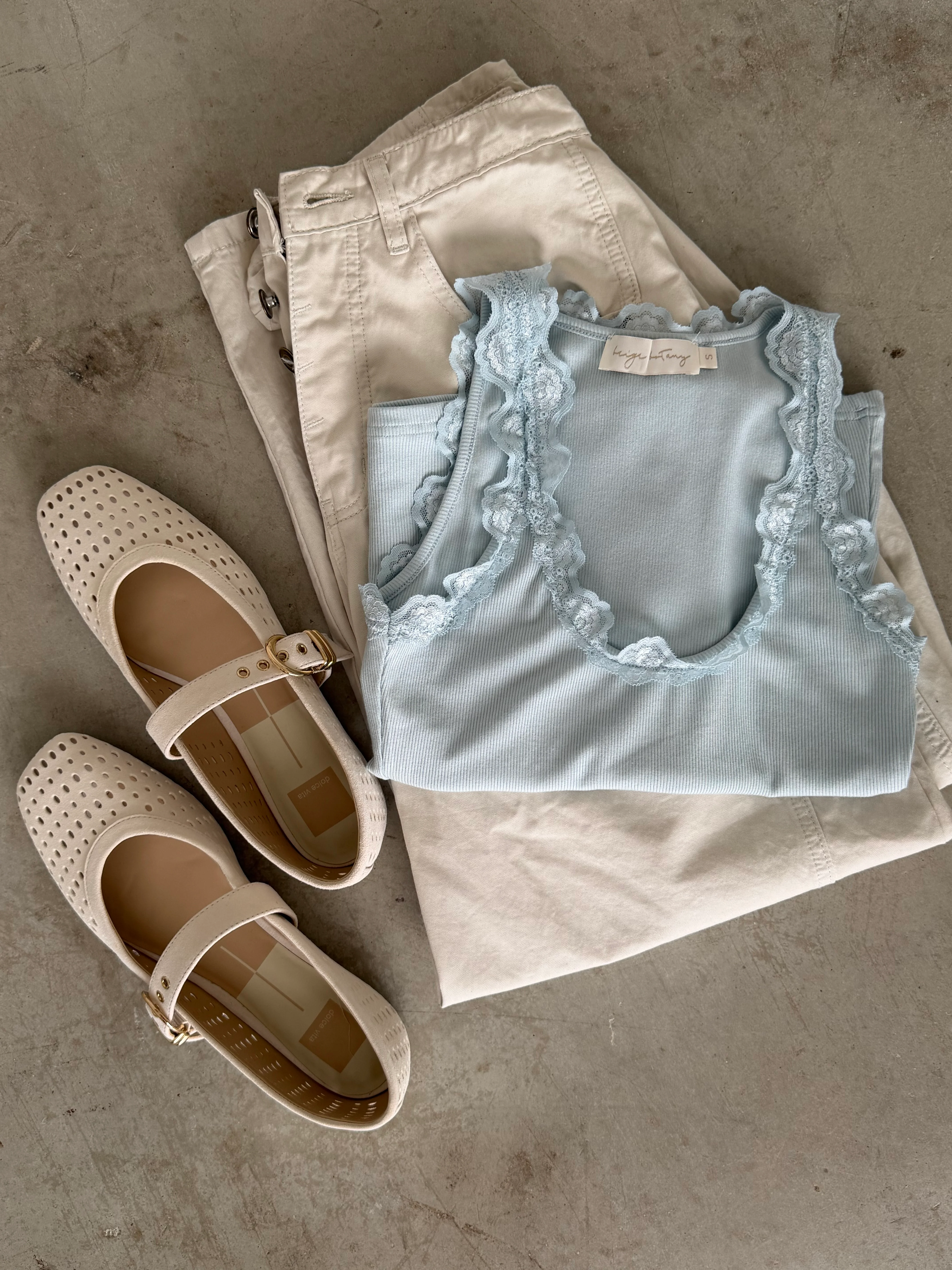 Carina Lace Trim Tank Top in Ice Blue - Image 5