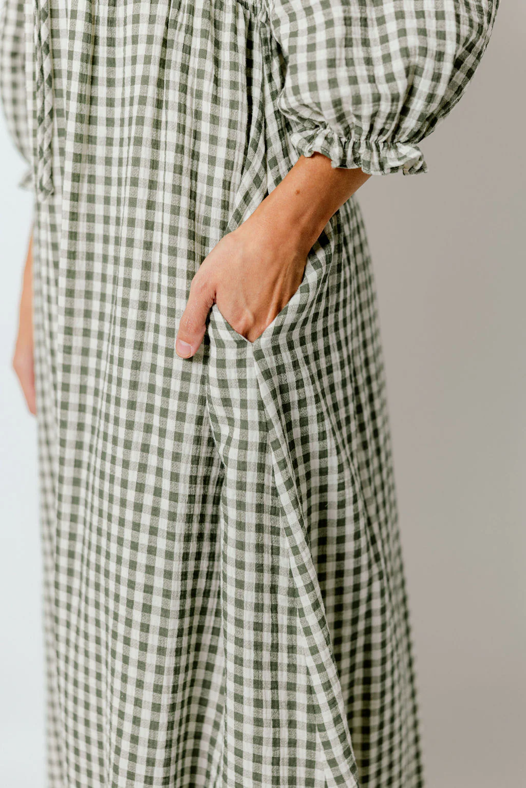 Cecilia 100% Cotton Smocked Maxi Dress in Forest Plaid (Lined) - Bump Friendly - Image 7