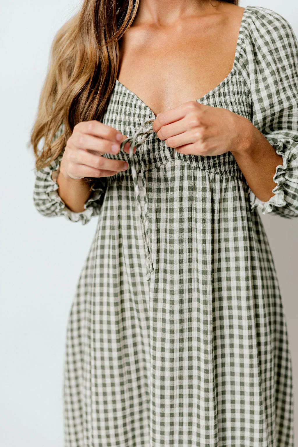 Cecilia 100% Cotton Smocked Maxi Dress in Forest Plaid (Lined) - Bump Friendly - Image 9