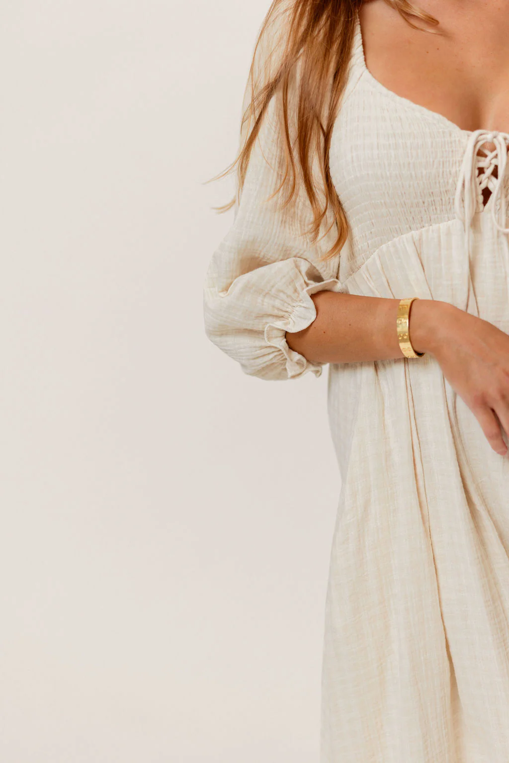 Cecilia 100% Cotton Smocked Maxi Dress in Muted Pale Pink Plaid (Lined) - Bump Friendly - Image 7