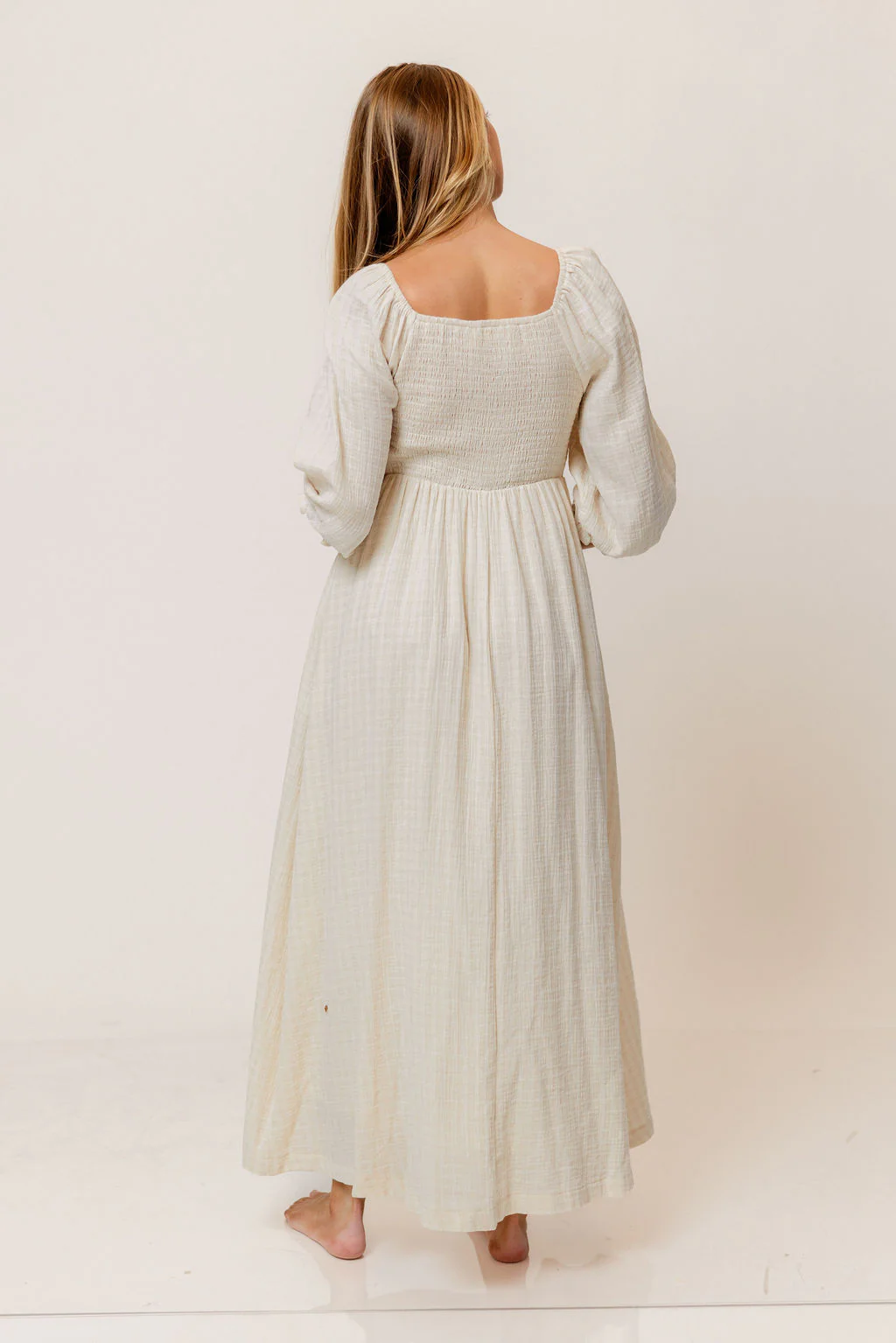 Cecilia 100% Cotton Smocked Maxi Dress in Muted Pale Pink Plaid (Lined) - Bump Friendly - Image 8